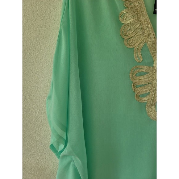 Charlie Paige Womens Turquoise Embroidered One Size Swim Cover Up Tunic Beach - Picture 4 of 11